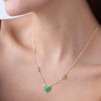 Green Enamel Heart Pendant Necklace