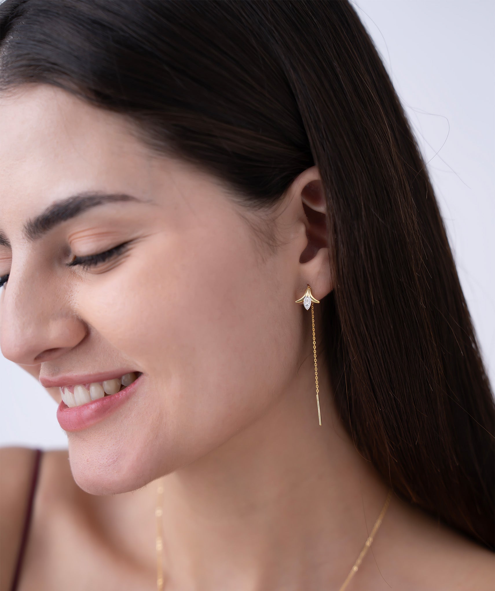Petal Drop Threader Earrings