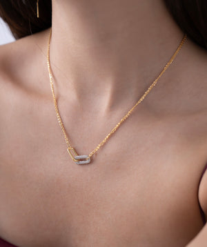 Modern Pave Link Necklace
