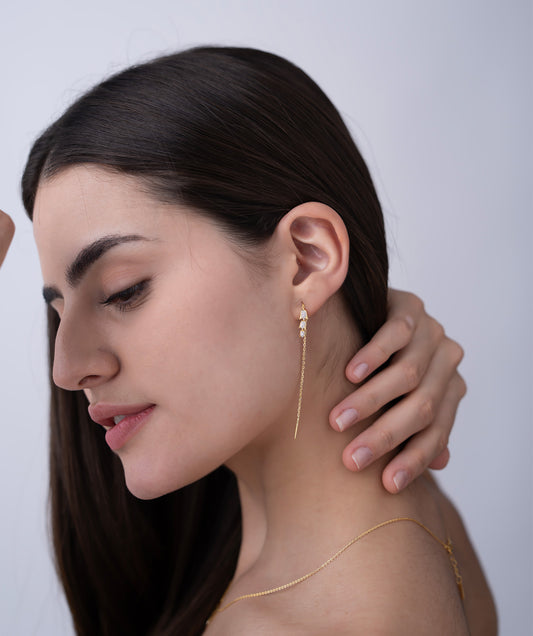 Triple Tulip Threader Earrings
