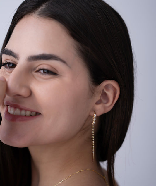 Triple Tulip Threader Earrings