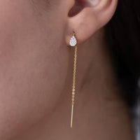 Pave Teardrop Threader Earrings