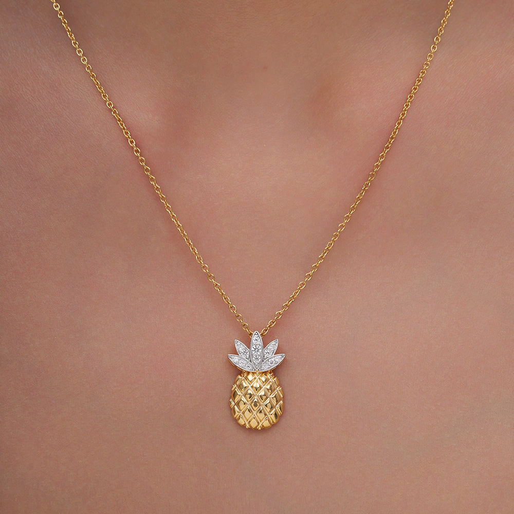 Pave Leaf Pineapple Necklace