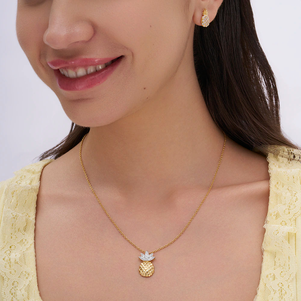 Pave Leaf Pineapple Necklace