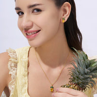 Pineapple Oval Stone Stud Earrings