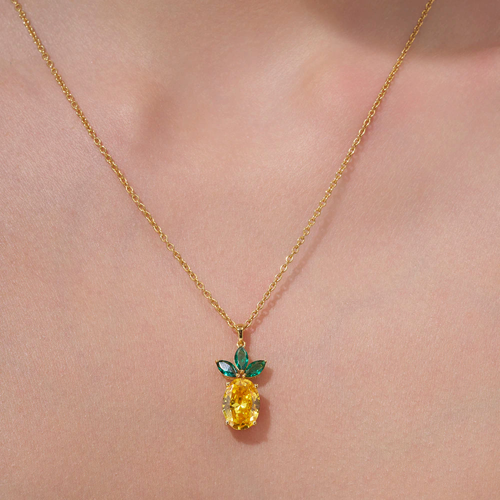 Sparkling Pineapple Studs & Necklace Set