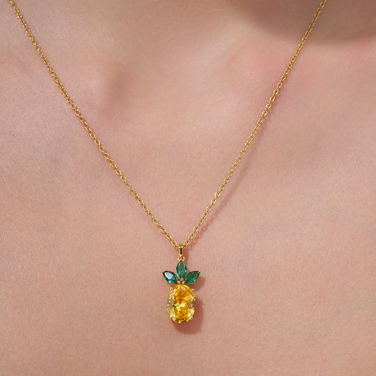 Sparkling Pineapple Studs & Necklace Set