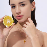 Lemon Slice Citrus Charm Pendant Necklace