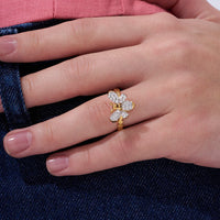 Pave Bee Honeycomb Band Ring