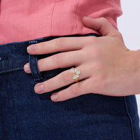 Pave Bee Honeycomb Band Ring