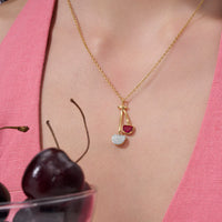 Double Cherry Charm Pendant Necklace