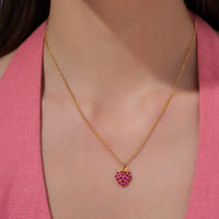 Pavé Strawberry Charm Pendant Necklace