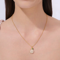 Pave Pineapple Charm Pendant Necklace