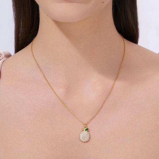 Pave Pineapple Charm Pendant Necklace