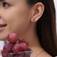 Purple Grape Cluster Stud Earrings