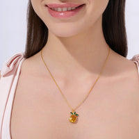 Bezel Pineapple Pendant Necklace