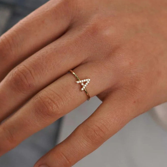 Initial A Pave Ring