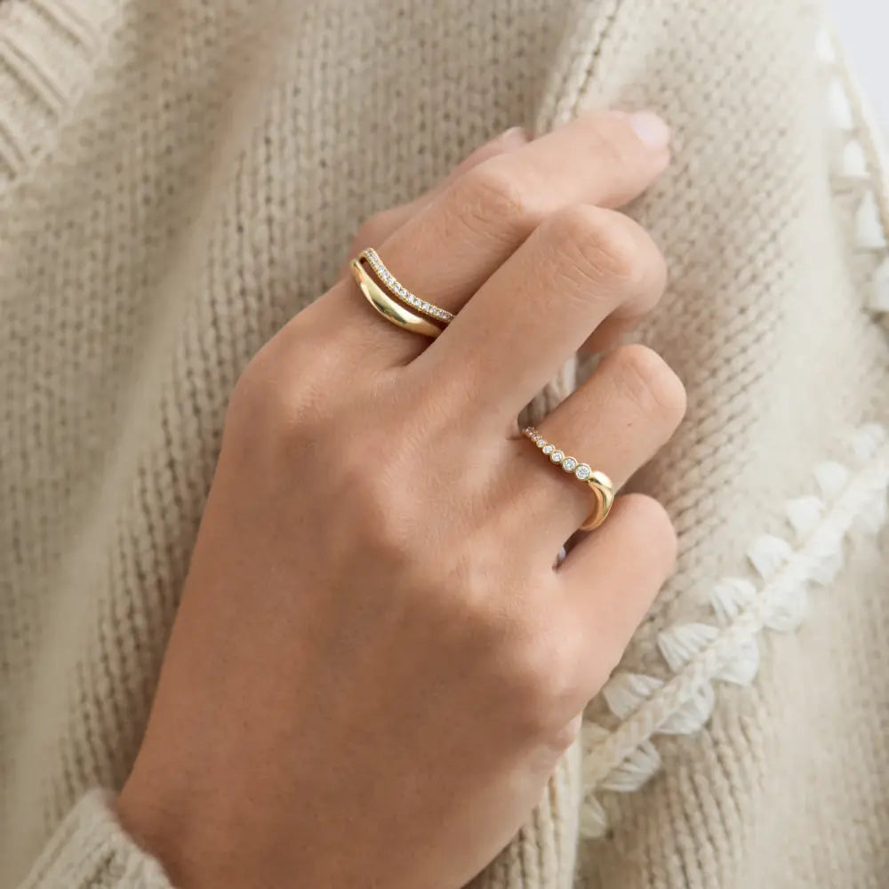 Curved Bezel Open Ring