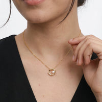 Pearl and Pave Cushion Frame Pendant Necklace