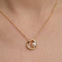 Pearl and Pave Cushion Frame Pendant Necklace