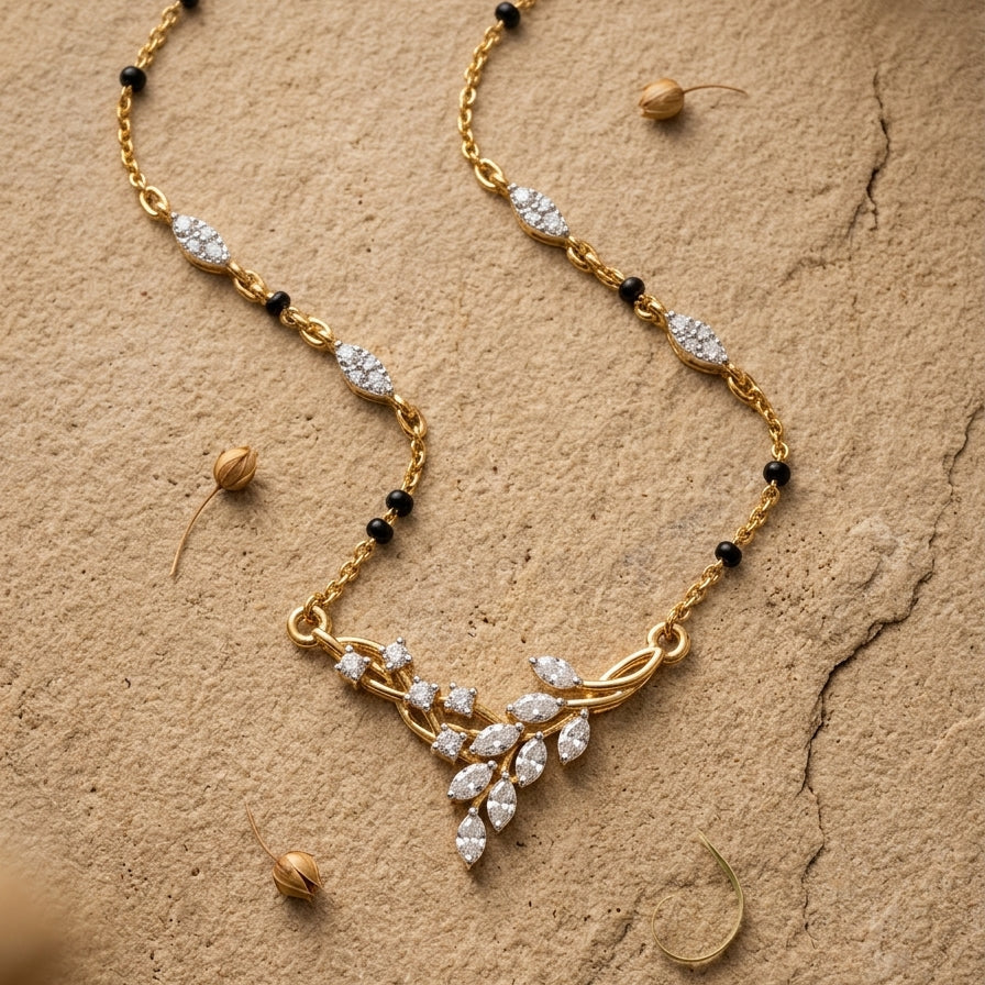 Crystal Leaf Vine Mangalsutra
