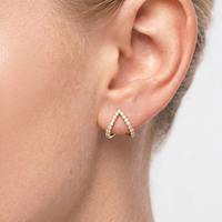 Triangle V Shape Pave Hoop Earrings
