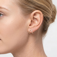 Triangle V Shape Pave Hoop Earrings