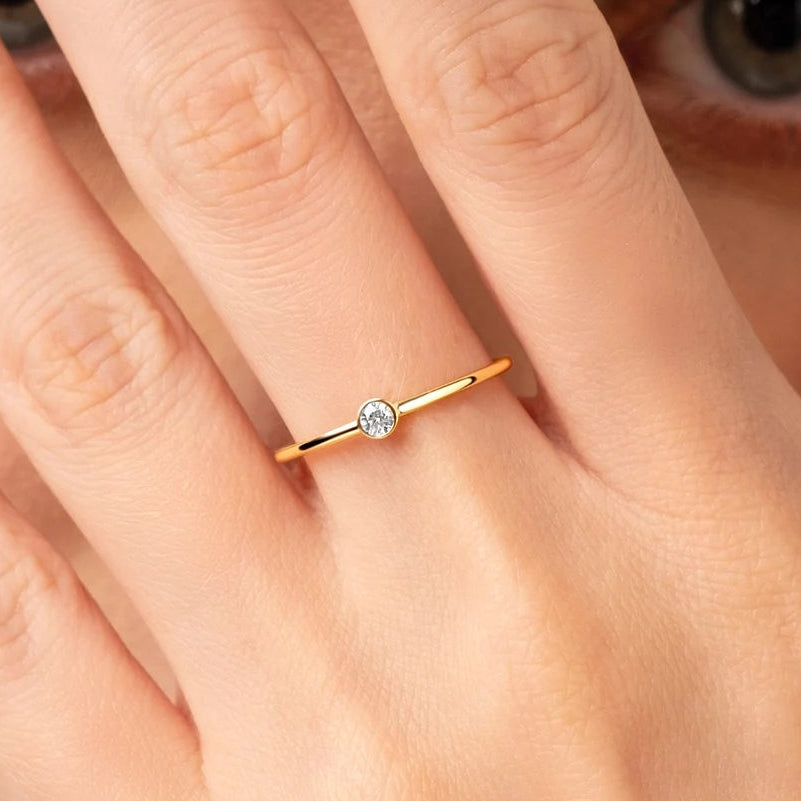 Dainty Bezel Solitaire Ring