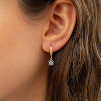 Evil Eye Disc Drop Huggie Earrings