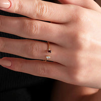 Coloured Baguette & White Marquise Toi et Moi Open Ring