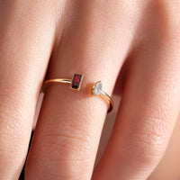 Coloured Baguette & White Marquise Toi et Moi Open Ring