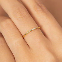 Three Stone Pavé Bar Ring