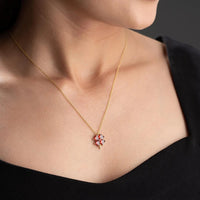 Four Leaf Clover Heart Pendant Necklace