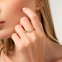 Crown Tip Wishbone Ring