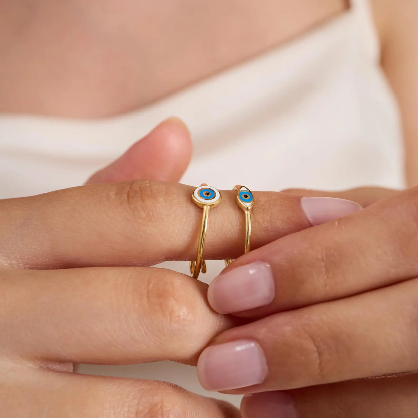 Round Enamel Evil Eye Ring