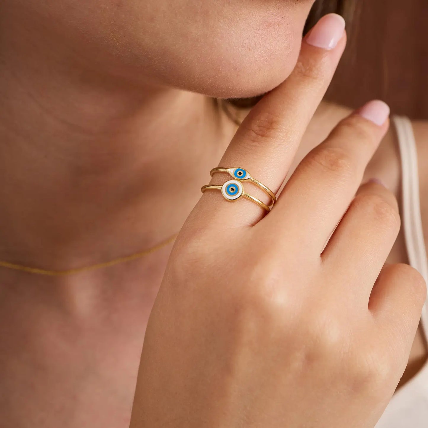 Round Enamel Evil Eye Ring