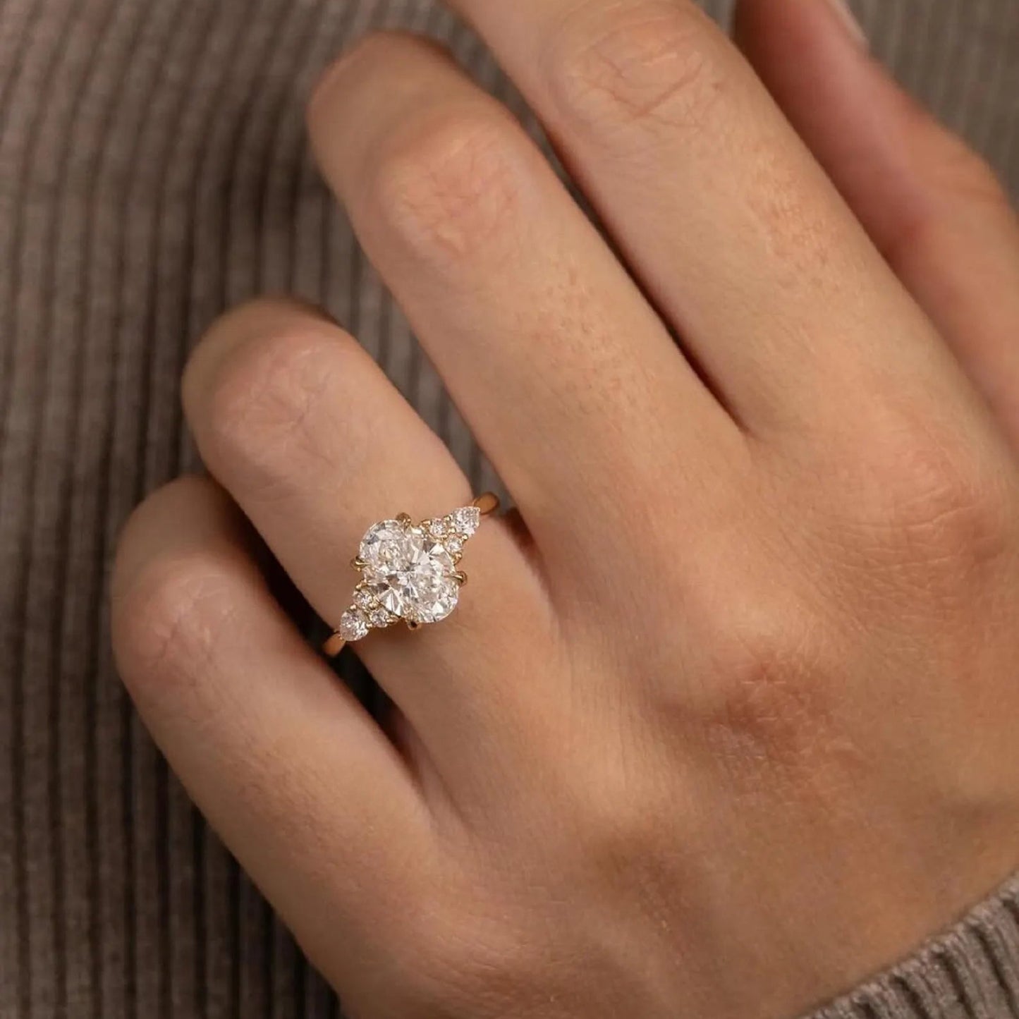 Oval Cluster Statement Ring