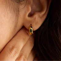 Dome Huggie Hoops with Flush-Set Pear CZ