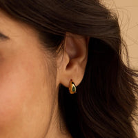 Dome Huggie Hoops with Flush-Set Pear CZ