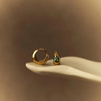 Dome Huggie Hoops with Flush-Set Pear CZ