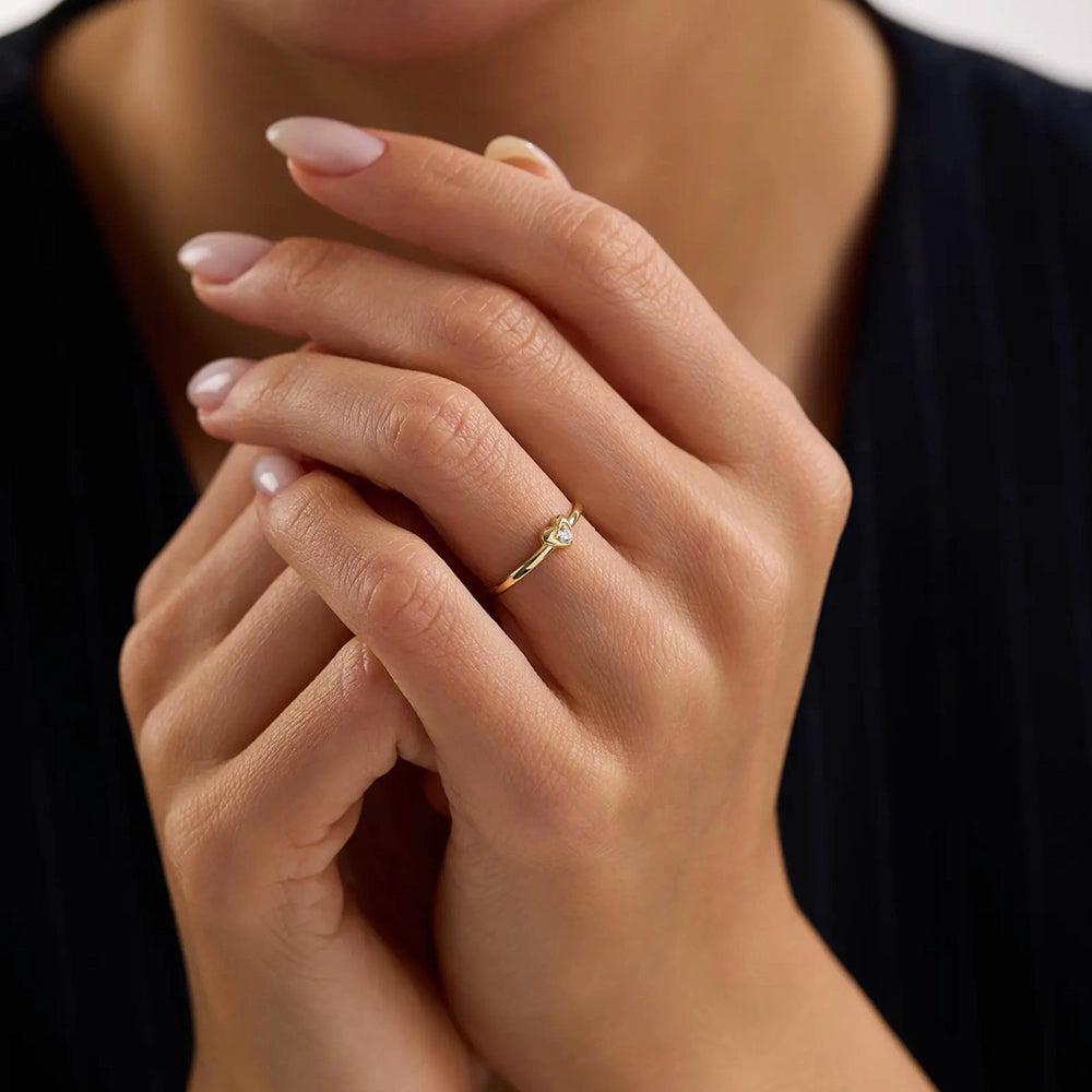 Tiny Heart Bezel Ring