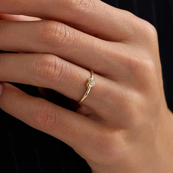 Tiny Heart Bezel Ring