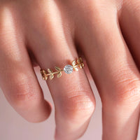 Olive Leaf Vine Solitaire Ring