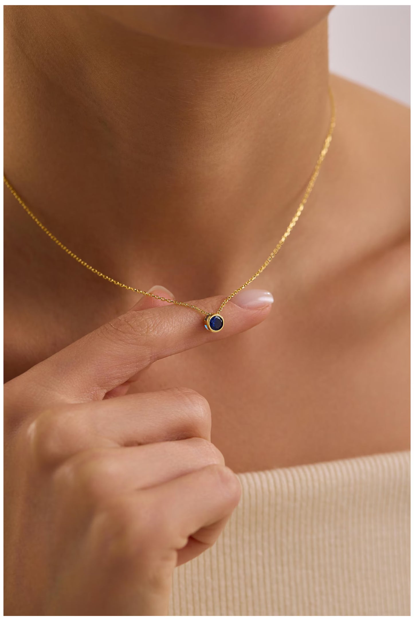 Bezel Solitaire Pendant Necklace