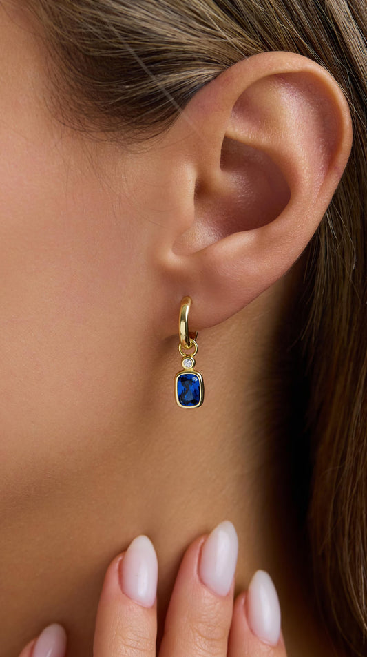 Cushion Cut Chunky Huggie Drop Earrings