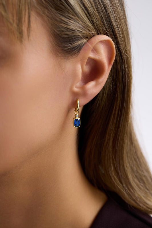Cushion Cut Chunky Huggie Drop Earrings
