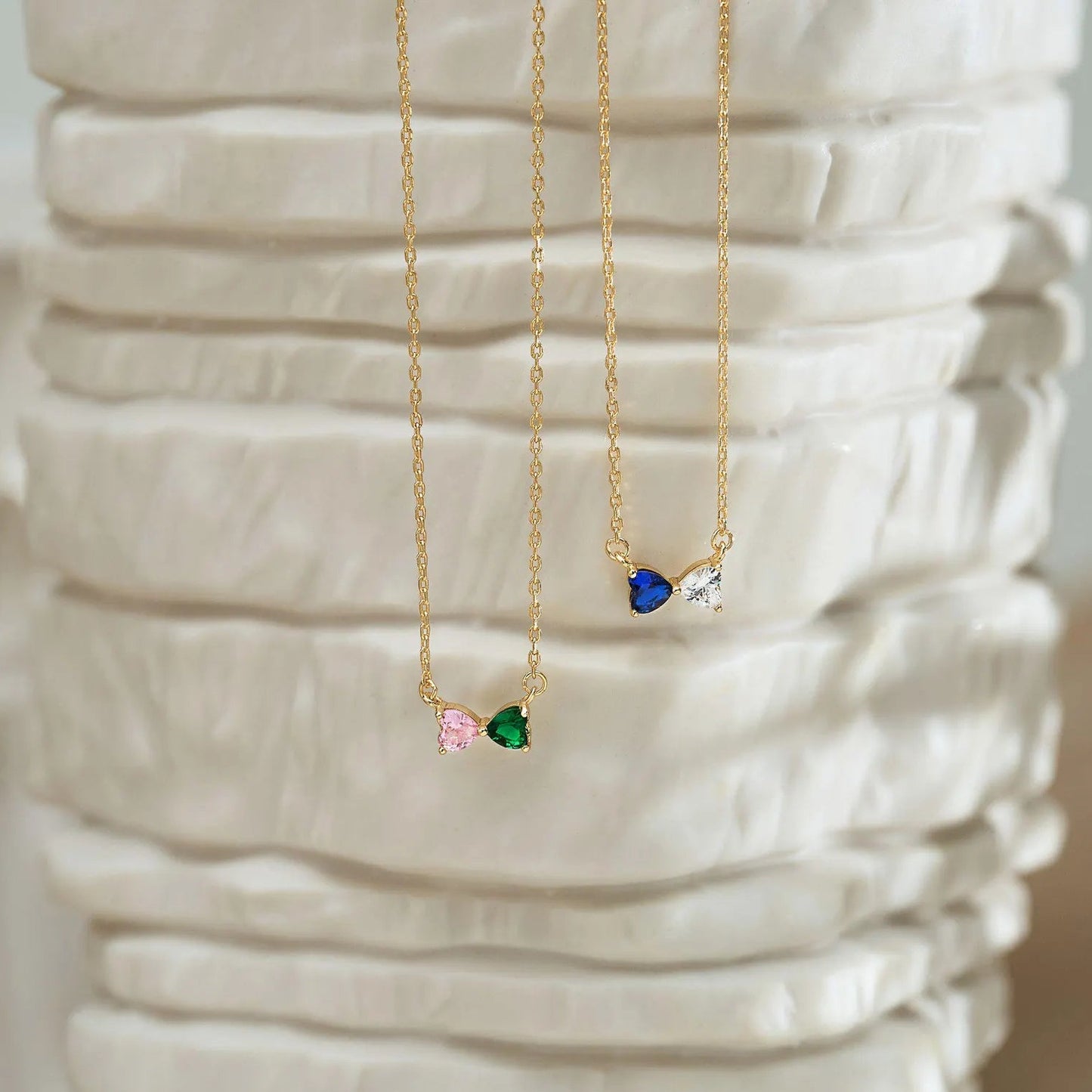 Heart and Pear Toi et Moi Pendant Necklace