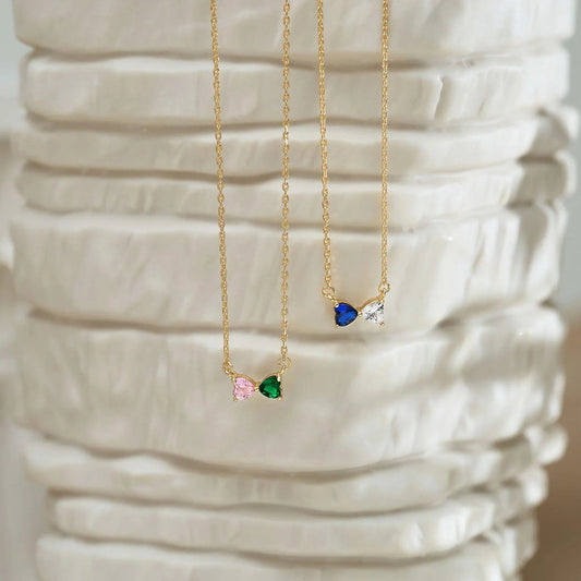 Heart and Pear Toi et Moi Pendant Necklace