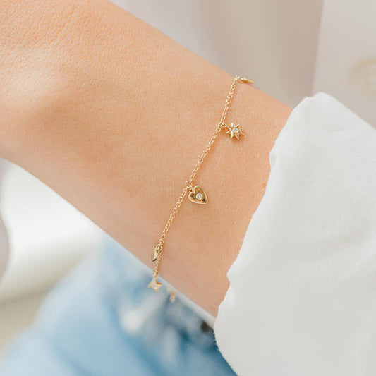 Lucky Seven Dangle Charm Bracelet