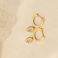 North Star Oval Medallion Huggie Drop Earrings